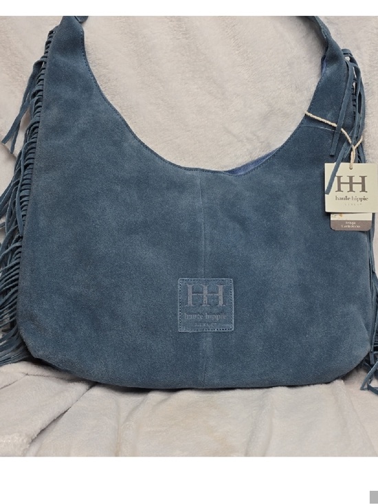 Haute Hippie Handbags - NWT Haute Hippie Slate Blue Genuine Suede Fringe Hobo Shouler Bag Western